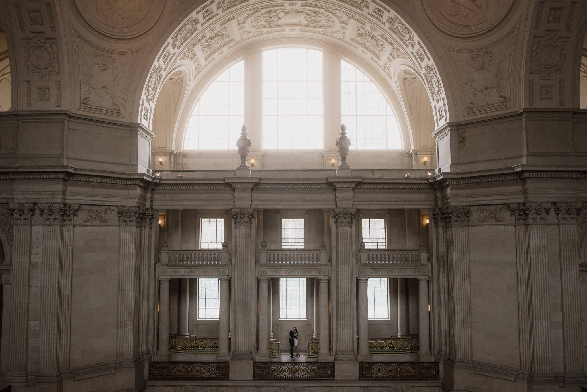 Quiet architectural light in the North Light Court at San Francisco City Hall