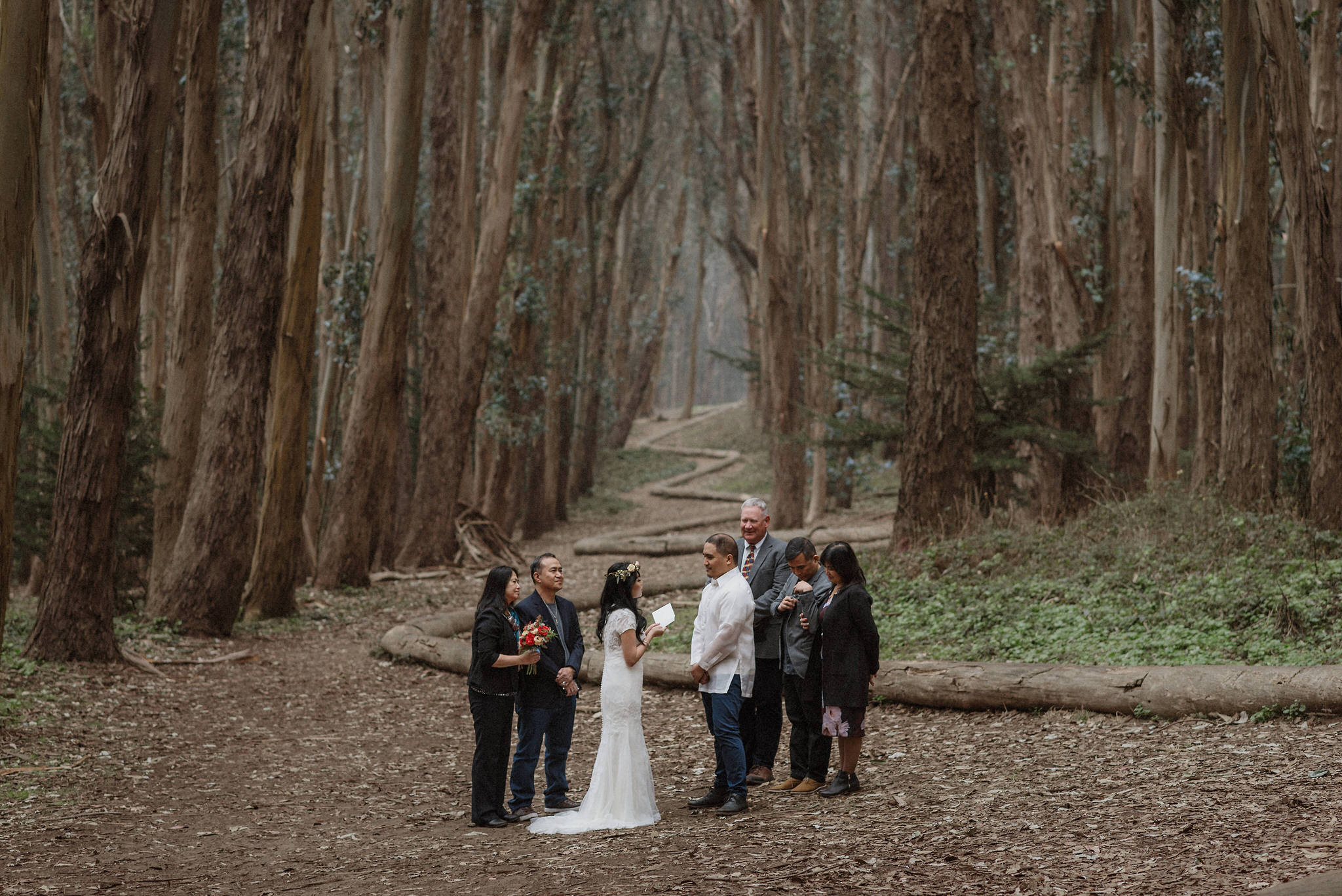 A small wedding ceremony in Lover's Lane In San Francisco