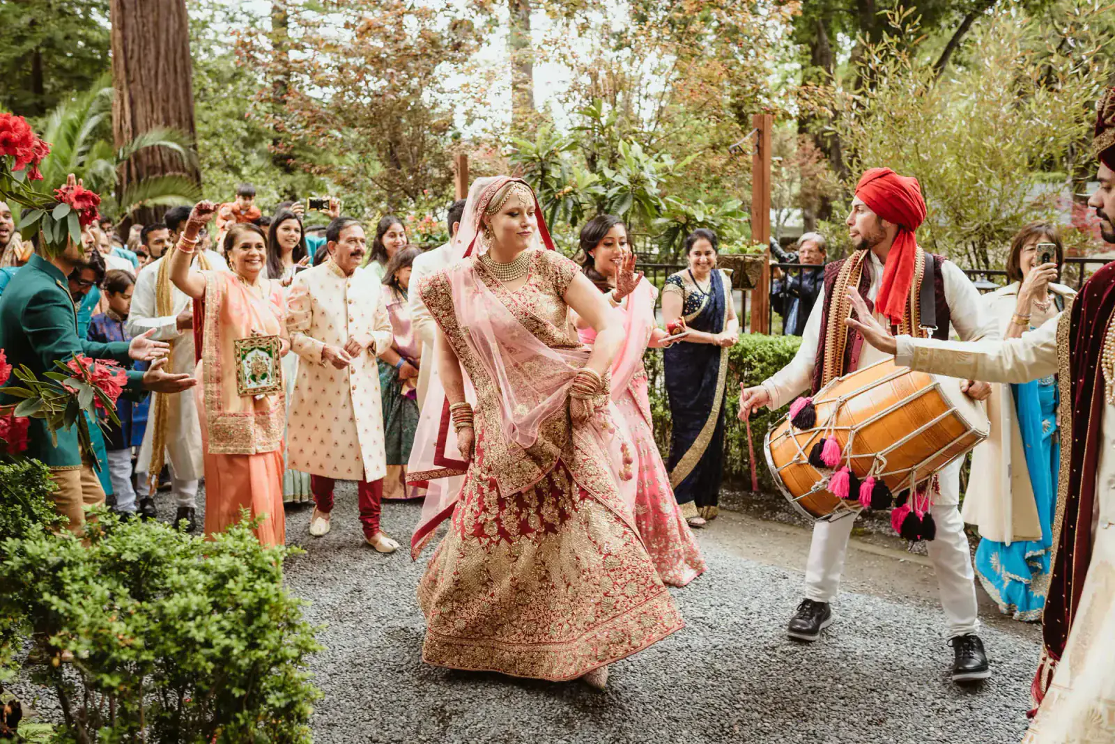 Newlyweds celebrating Indian and Western wedding ceremonies at Deer Park Villa